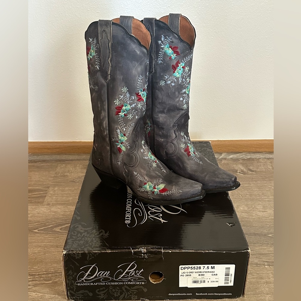 Dan Post Floral Embroidery Flower Cowboy Boots DPP 5528 Size 7.5 Wedding